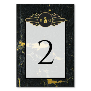 Black Gold Marble Art Deco Wedding Table Number
