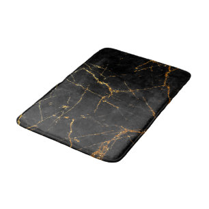 Black gold marble bath mat