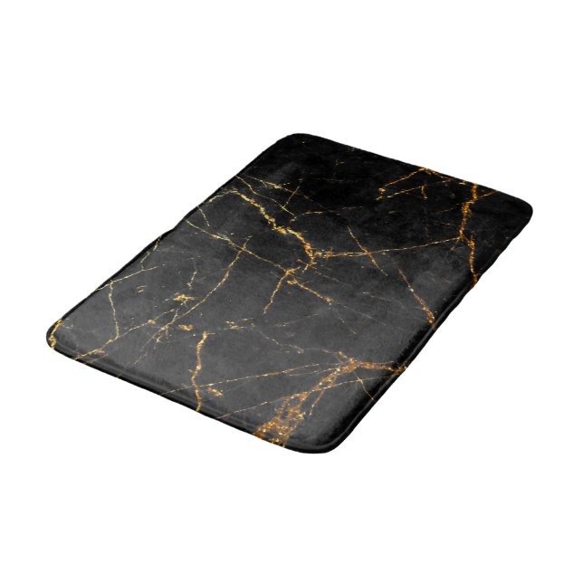 Black gold marble bath mat (Angled)