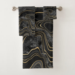 BLACK GOLD MARBLE BATHROOM TOWEL SET