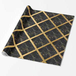 BLACK GOLD MARBLE BIRTHDAY WEDDING WRAP WRAPPING PAPER