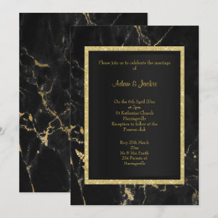 Black Gold Marble ELEGANT WEDDING Invitation