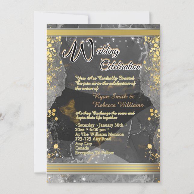 Black & Gold Marble Flat Card  (Front)