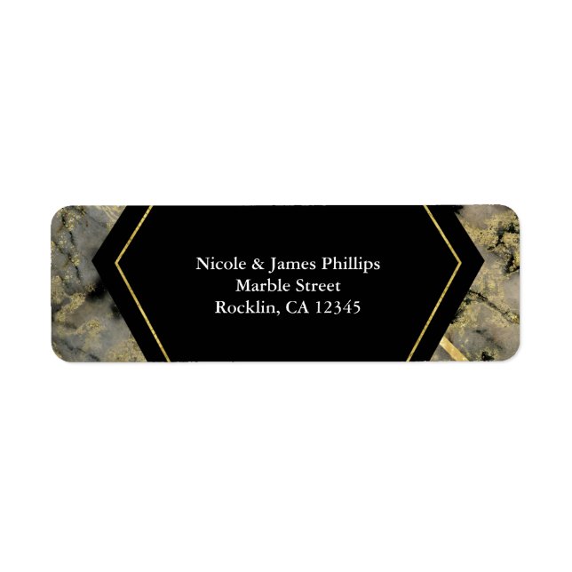 Black & Gold Marble Glam Wedding Invitation (Front)