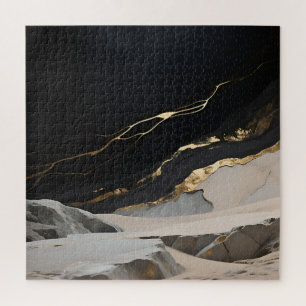 Black Gold Marble Landscape Jigsaw Puzzle