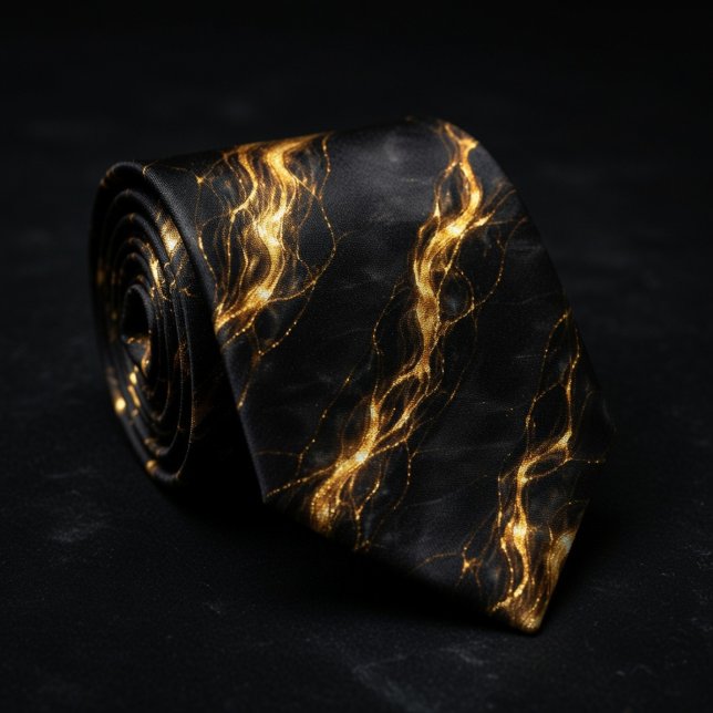 Black & Gold Marble Liquid Pattern Tie (Creator Uploaded)