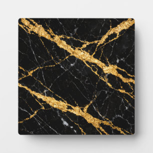Black Gold Marble Luxe Pattern Plaque
