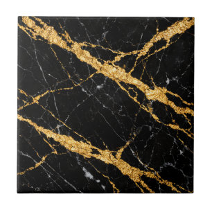 Black Gold Marble Luxe Pattern Tile