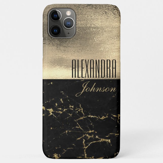 Black Gold Marble Luxury Name Case-Mate iPhone Case (Back)
