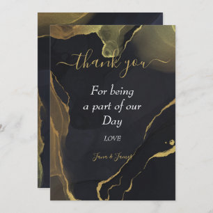 Black & Gold Marble merci invitation