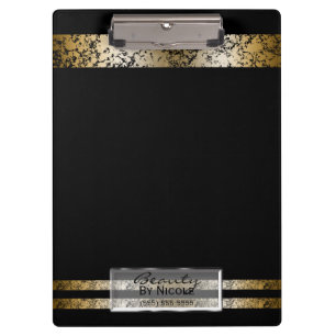Black & Gold Marble Modern Fashion Personalized Clipboard