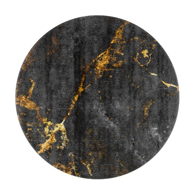 Black Gold Marble, Natural Pattern. Cutting Board (Front)