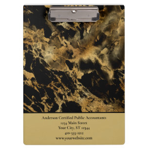 Black Gold Marble Personalized Business Clipboard