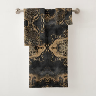 Black Gold Marble Pretty Bath Towel Set