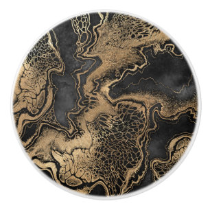Black Gold Marble Pretty  Ceramic Knob