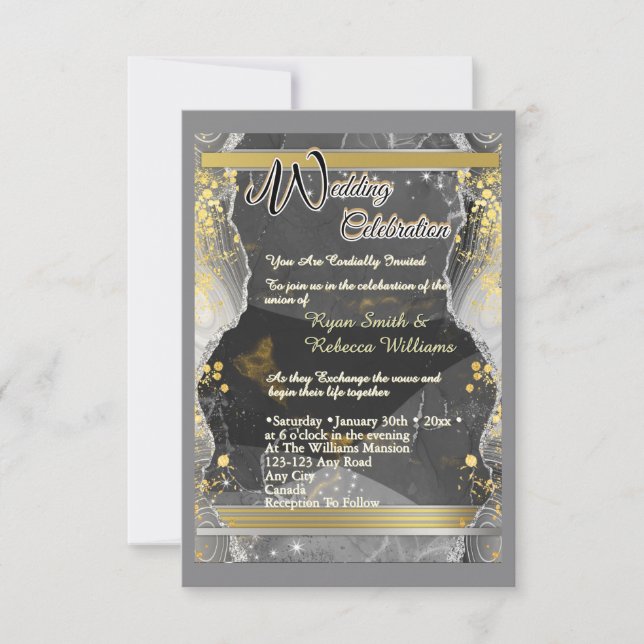 Black & Gold Marble Response Card (Front)