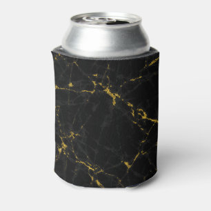 Black & Gold Marble Stone Print Can Cooler
