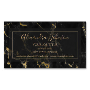 Black & Gold Marble Stone Professional Modern Magnetic Business Card