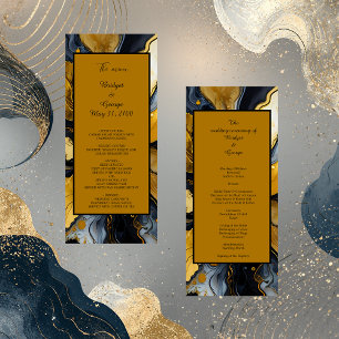 black gold marble swirl wedding menu
