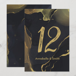 black & Gold Marble  table number