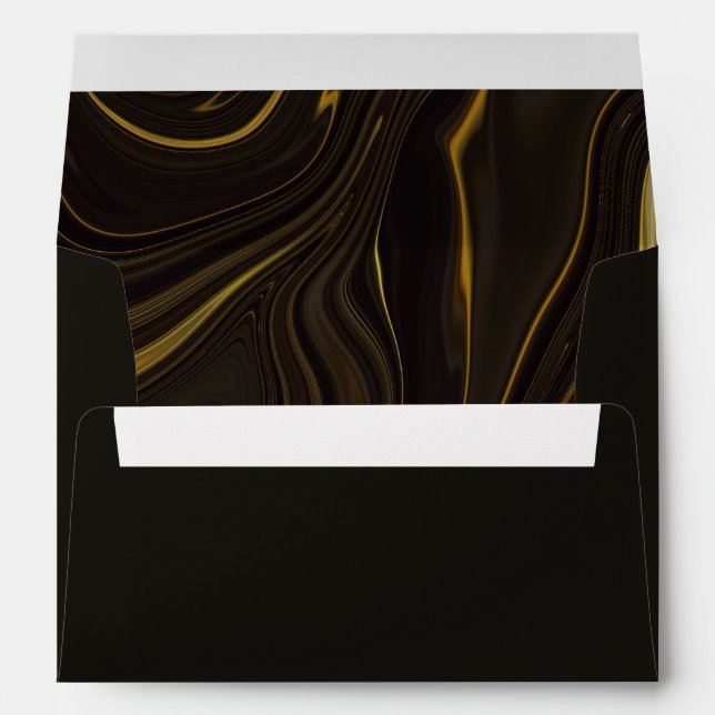 Black Gold Marble Wedding  Envelope (Back (Bottom))