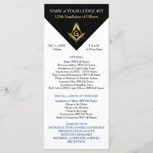 Black Gold Masonic Installation Program Template