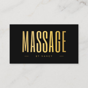 Black & Gold Massage Therapist Minimalist  Business Card