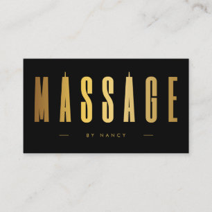 Black & Gold Massage Therapist Minimalist Business Card