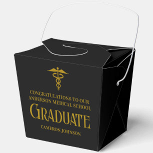 Black Gold Medical School Graduation Party Fortune Favor Box