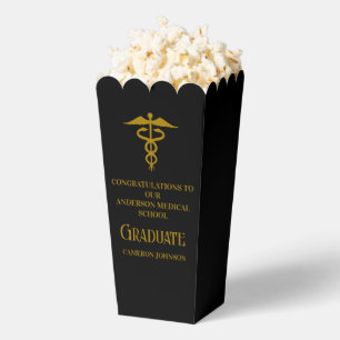 Black Gold Medical School Graduation Party Popcorn Favor Box