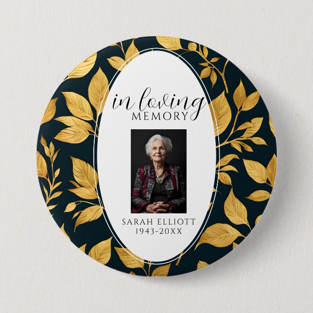 Black & Gold memory of loved one  3 Inch Round Button (Front)