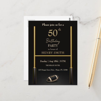 Black & Gold Men's Birthday Invitation