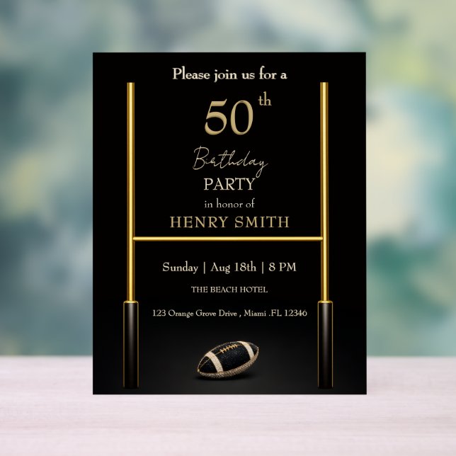 Black & Gold Men's Birthday Invitation (Neutre)