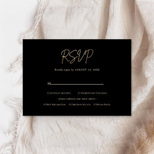 Black Gold Men's Birthday RSVP Card, Meal Choice Card