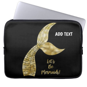 Black gold mermaid  laptop sleeve