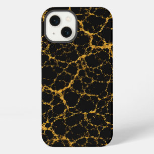 Black Gold Metallic Crackle Marble Vein Pattern iPhone 13 Case