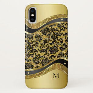 Black & Gold Metallic Look Floral Damasks Case-Mate iPhone Case