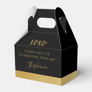 Black Gold Metallic Stripe XOXO Thank You Favor Box