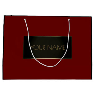 Black Gold Minimal Name Luxury Brand Burgundy Large Gift Bag