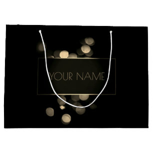 Black Gold Minimal Name Luxury Branding Lights Large Gift Bag
