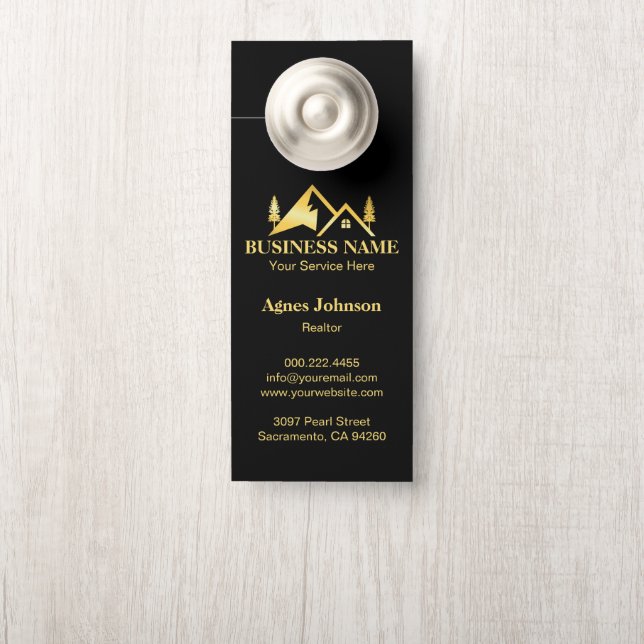 Black Gold Minimal Real Estate Agent House Door Hanger (On Knob)