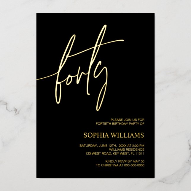 Black & Gold Minimalist 40th Birthday (Front)
