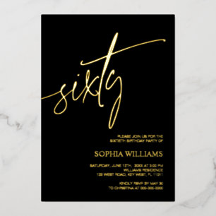 Black & Gold Minimalist 60th Birthday Invitation