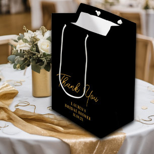 Black Gold Minimalist Bridal Shower Thank You Small Gift Bag