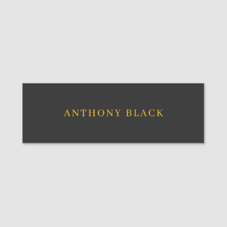 Black & Gold Minimalist Plain Elegant Own Name Name Tag