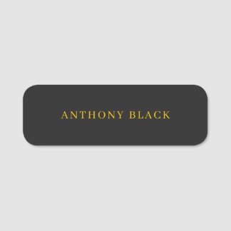 Black & Gold Minimalist Plain Elegant Own Name Name Tag