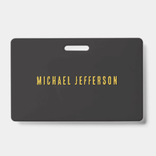 Black & Gold Minimalist Plain Modern Own Name Badge