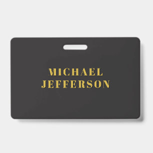 Black & Gold Minimalist Plain Modern Own Name Badge