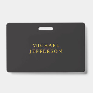 Black & Gold Minimalist Plain Modern Own Name Badge