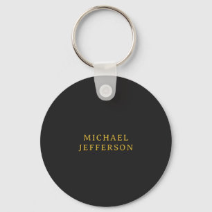 Black & Gold Minimalist Plain Modern Own Name Keychain